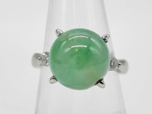 Jadeite Ring, Diameter: Approx. 11.2mm, D0.17ct, Pt900, 8.8g 