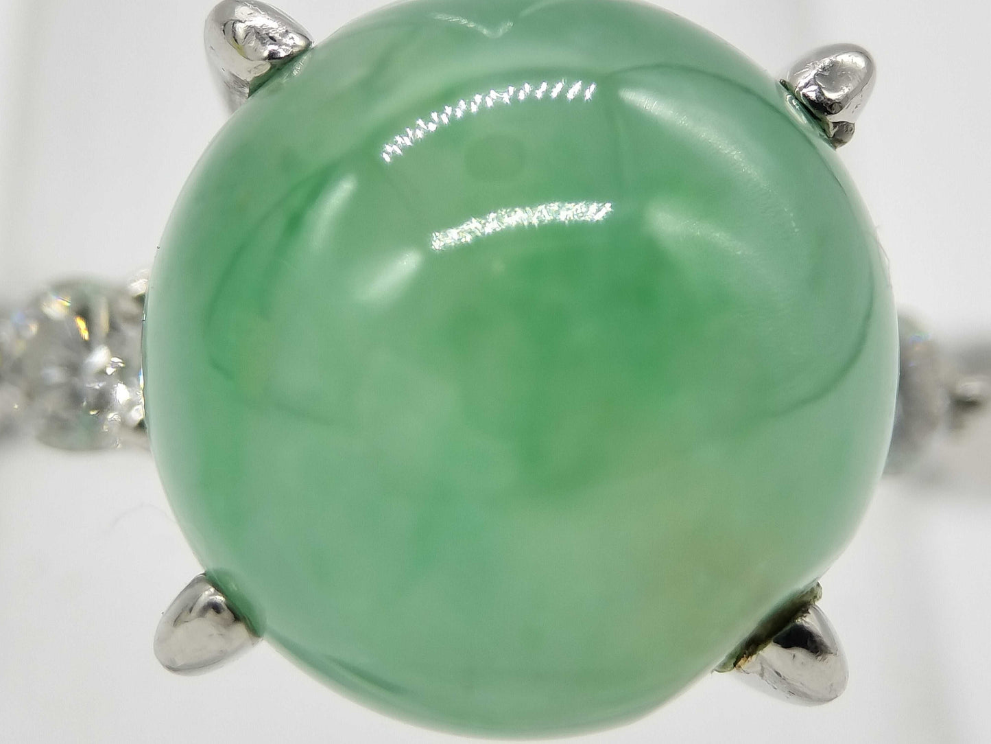 Jadeite Ring, Diameter: Approx. 11.2mm, D0.17ct, Pt900, 8.8g 