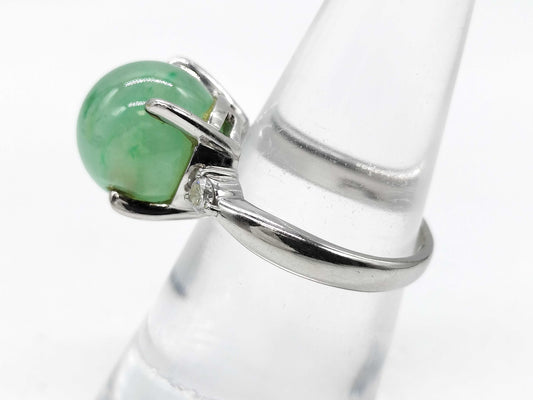 Jadeite Ring, Diameter: Approx. 11.2mm, D0.17ct, Pt900, 8.8g 