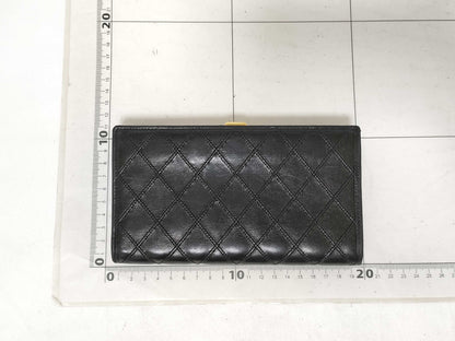 CHANEL Lambskin Long Wallet Coco Black Wallet