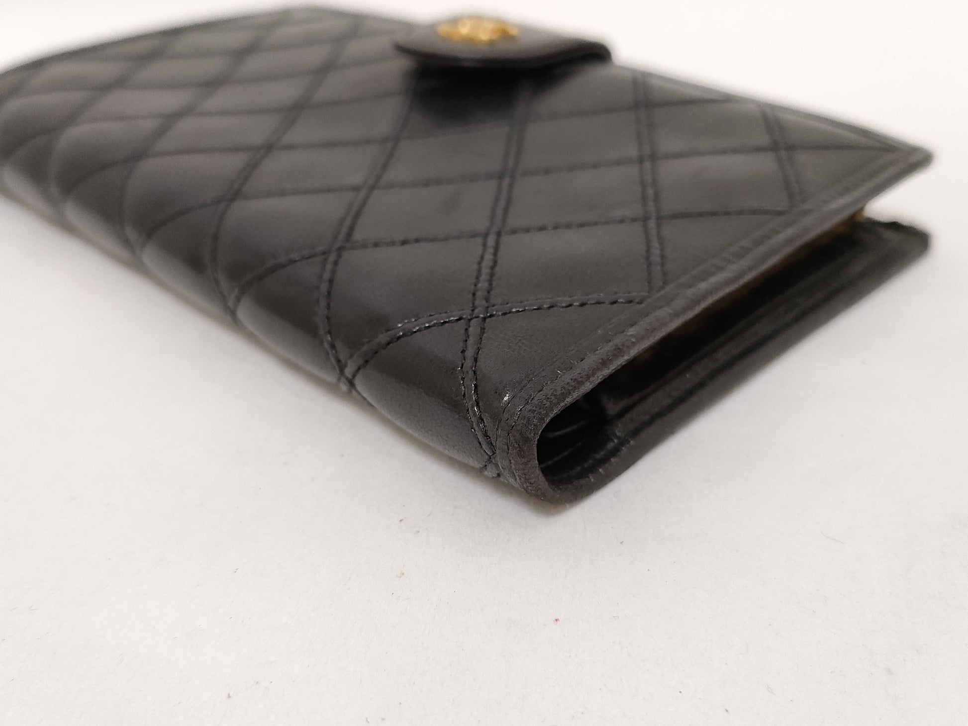CHANEL Lambskin Long Wallet Coco Black Wallet