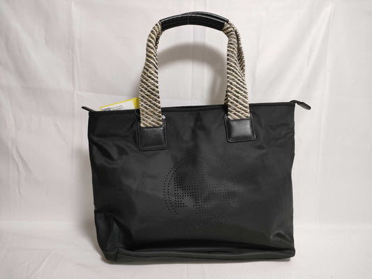 Tory Burch Nylon Tote Perforated Logo Black Tote Bag