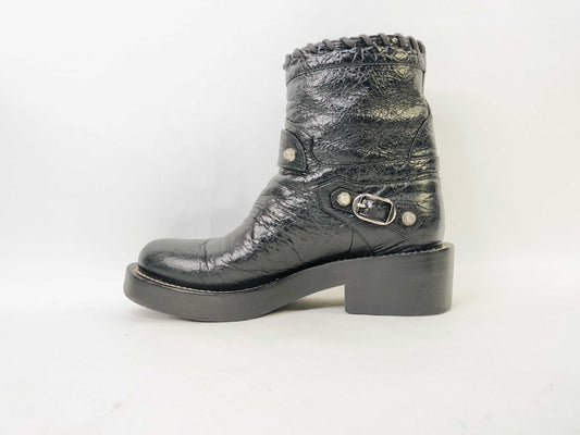 BALENCIAGA Leather Short Boots Women's Black 477162 Other Shoes