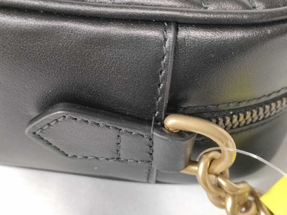 GUCCI GG Marmont Quilted Small Shoulder Bag in Black with GD Hardware