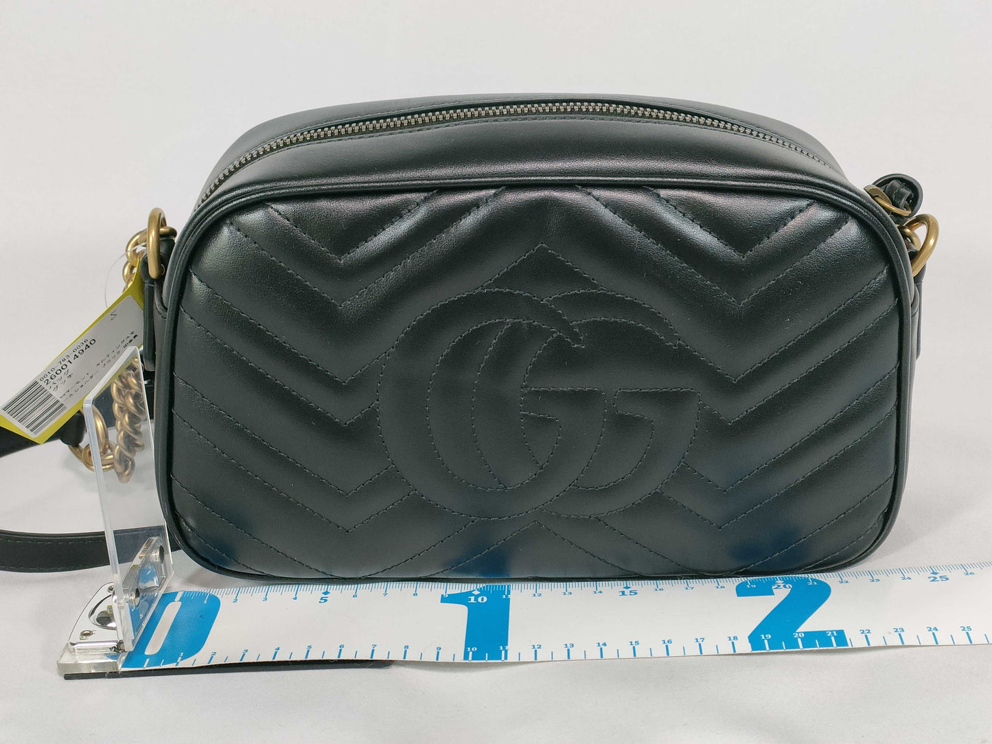 GUCCI GG Marmont Quilted Small Shoulder Bag in Black with GD Hardware