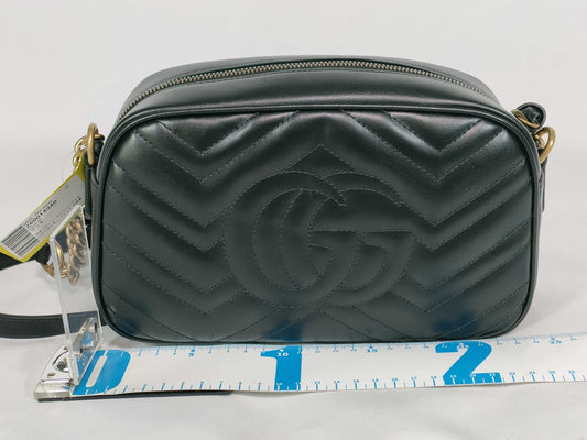 GUCCI GG Marmont Quilted Small Shoulder Bag in Black with GD Hardware