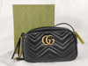 GUCCI GG Marmont Quilted Small Shoulder Bag in Black with GD Hardware