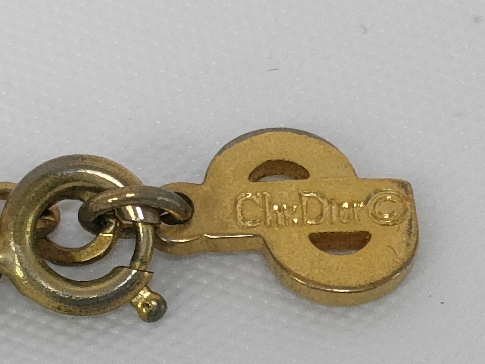 Dior logo gold vintage stone necklace, torn, other accessories