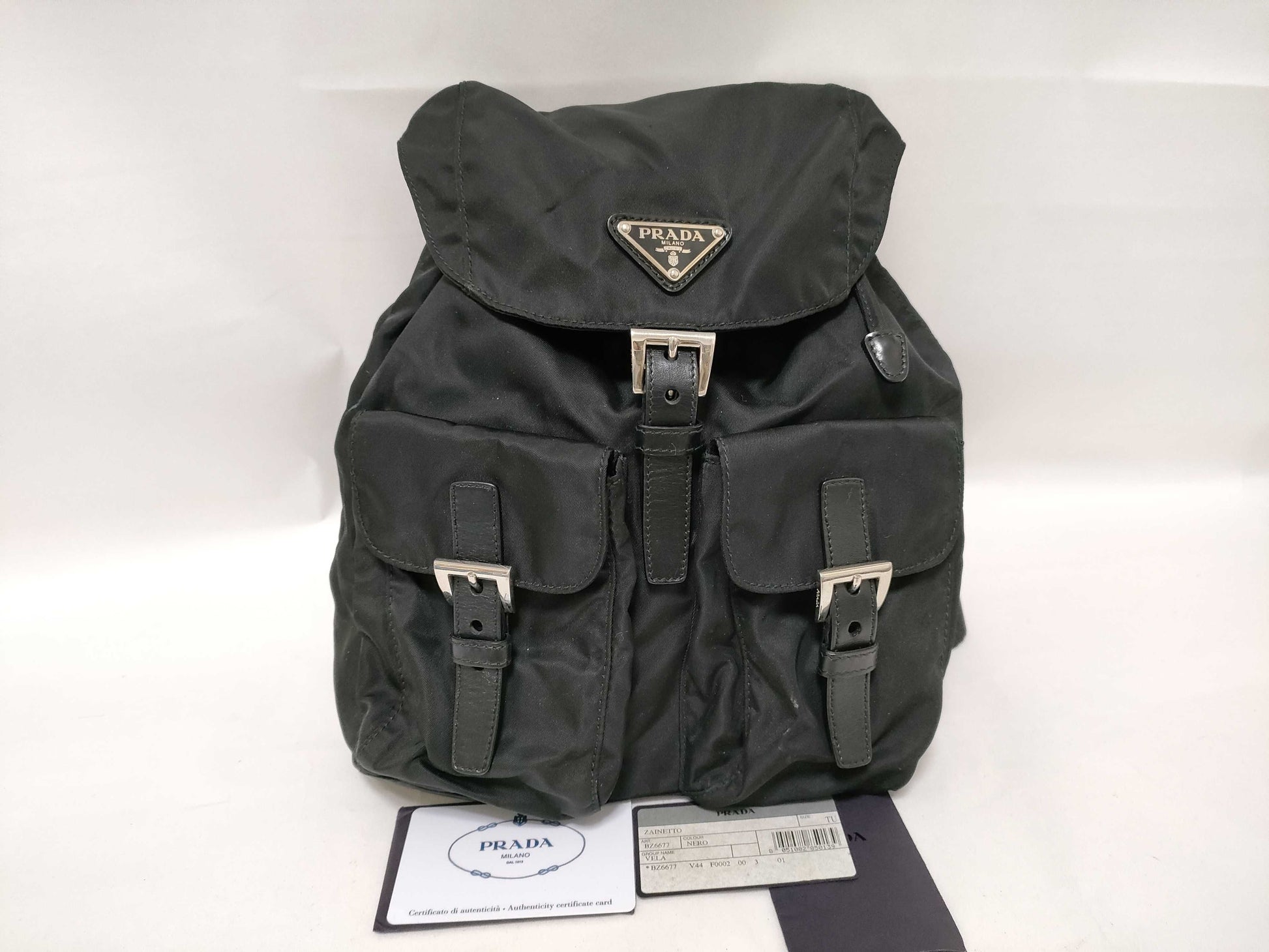 PRADA Nylon Backpack Triangle Logo Rucksack