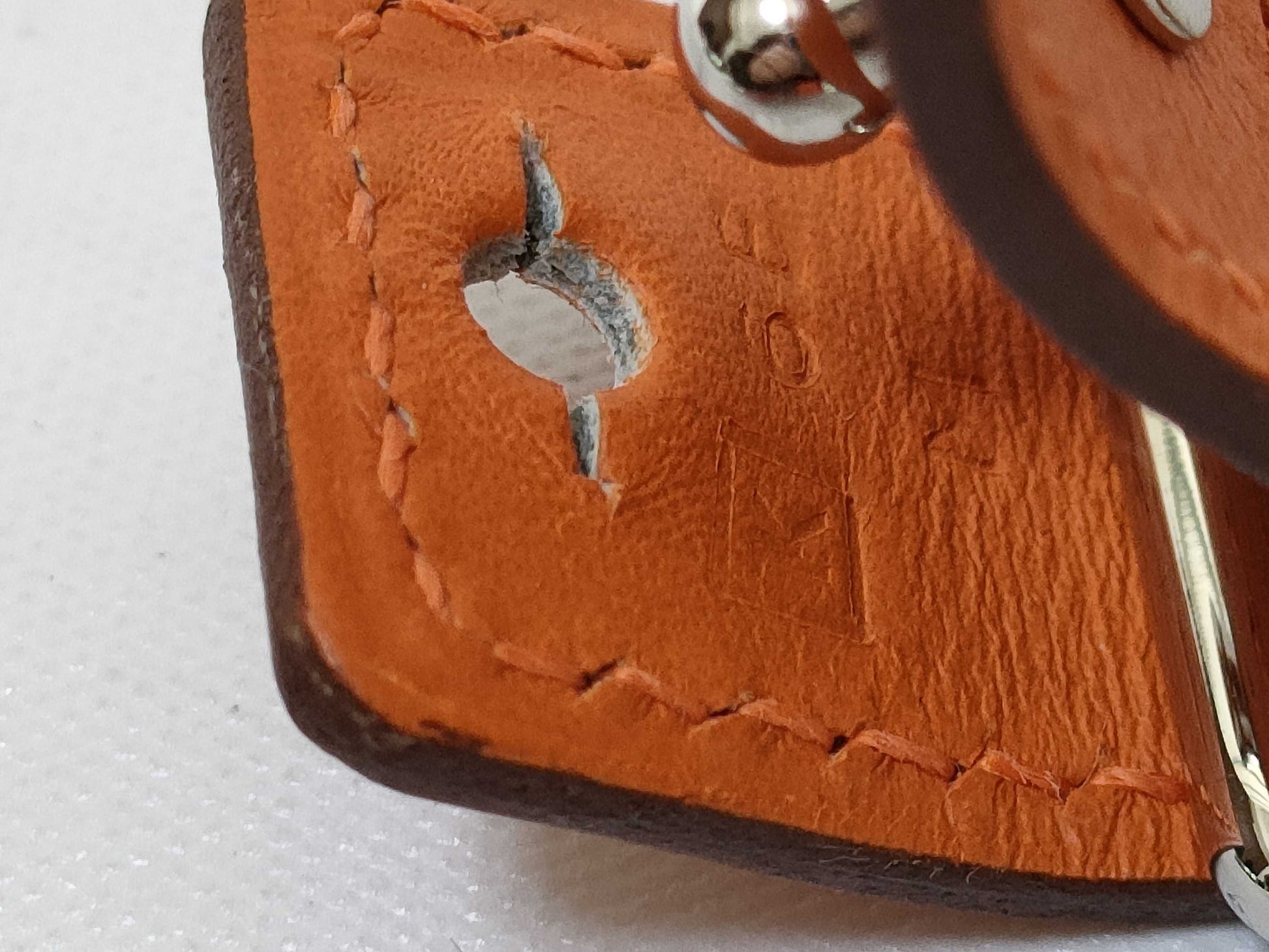 HERMES Knight? K Leather Bracelet/Bangle