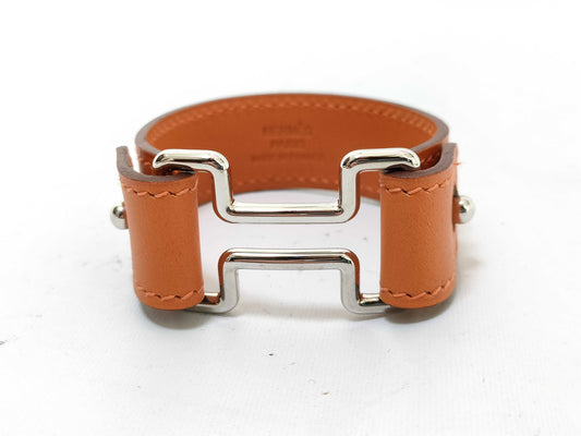 HERMES Knight? K Leather Bracelet/Bangle
