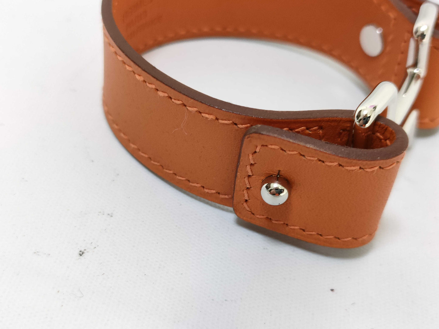 HERMES Knight? K Leather Bracelet/Bangle
