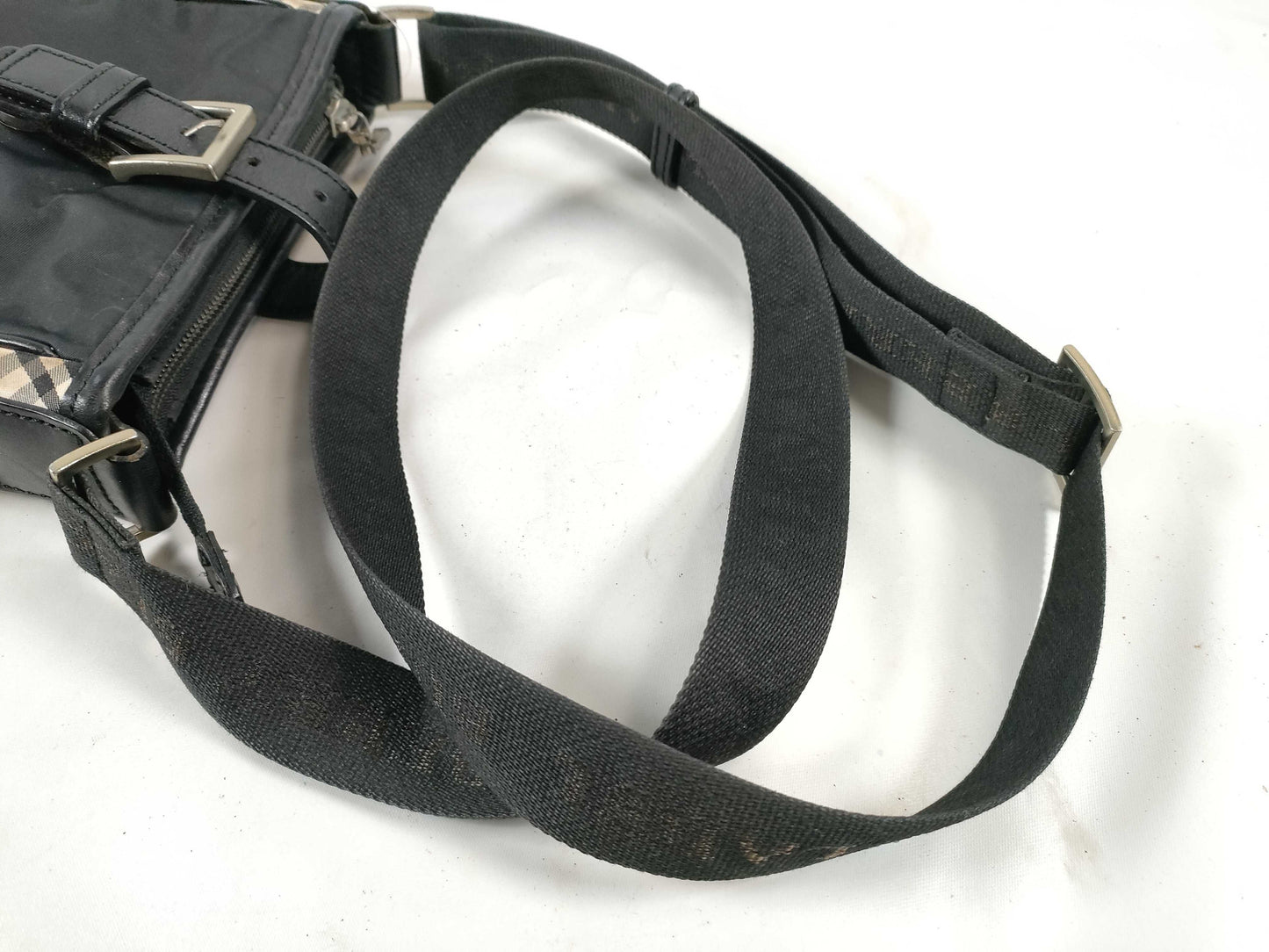 BURBERRY BLACK LABEL Nylon Leather Nova Check Shoulder Bag