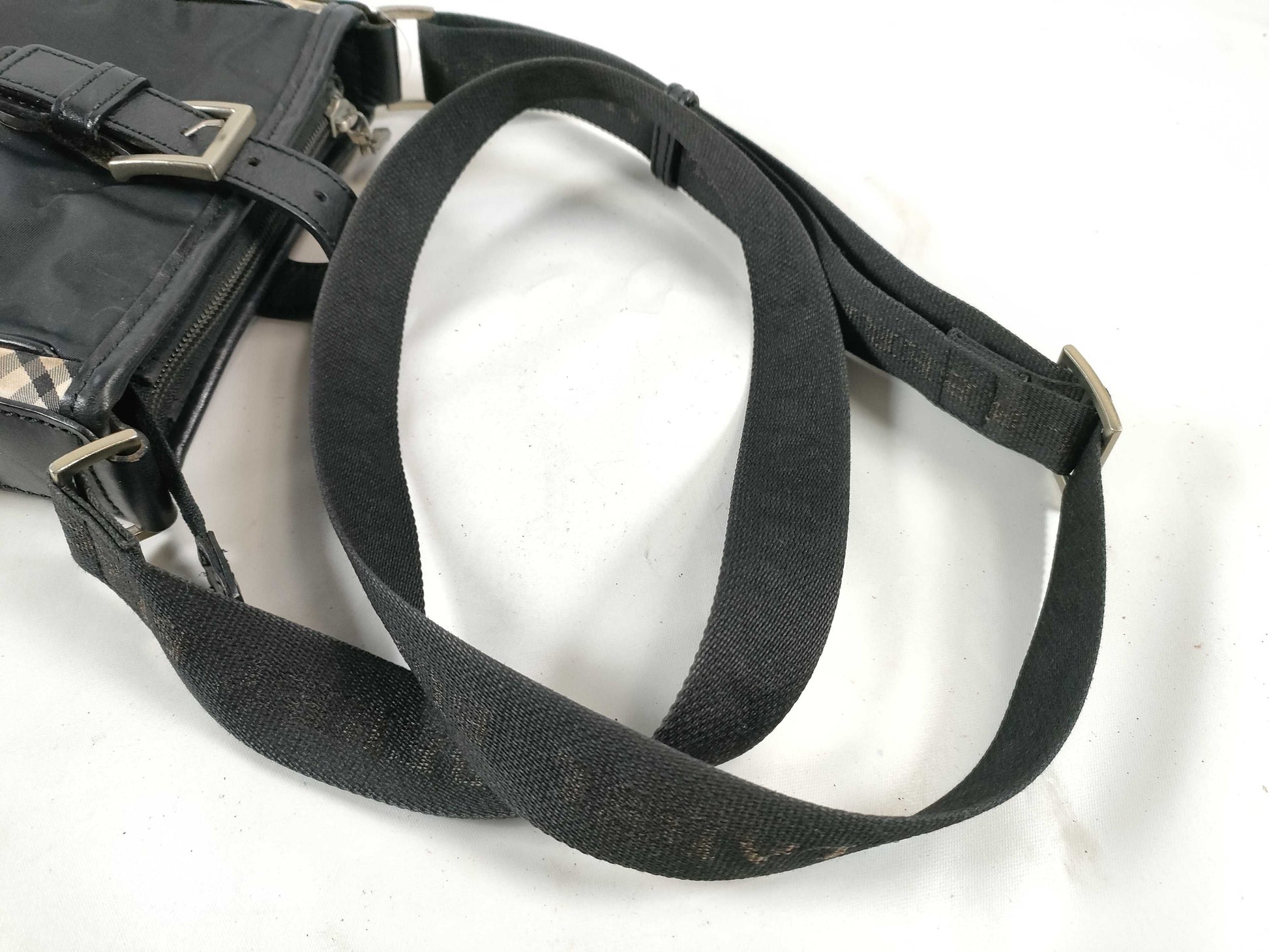 BURBERRY BLACK LABEL Nylon Leather Nova Check Shoulder Bag