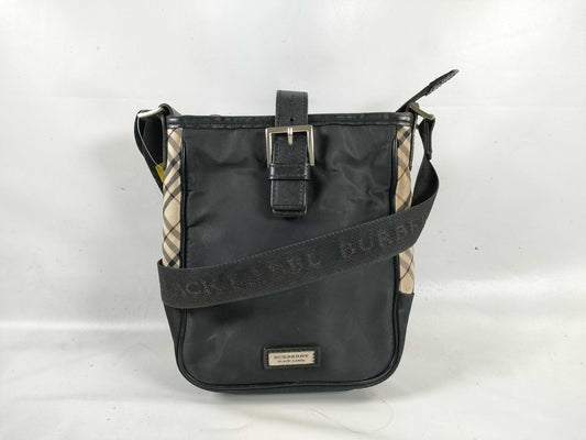 BURBERRY BLACK LABEL Nylon Leather Nova Check Shoulder Bag