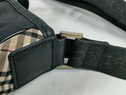 BURBERRY BLACK LABEL Nylon Leather Nova Check Shoulder Bag