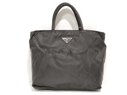 PRADA Nylon Handbag Khaki Brown