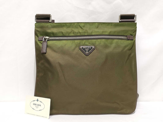 PRADA Khaki Nylon Shoulder Bag