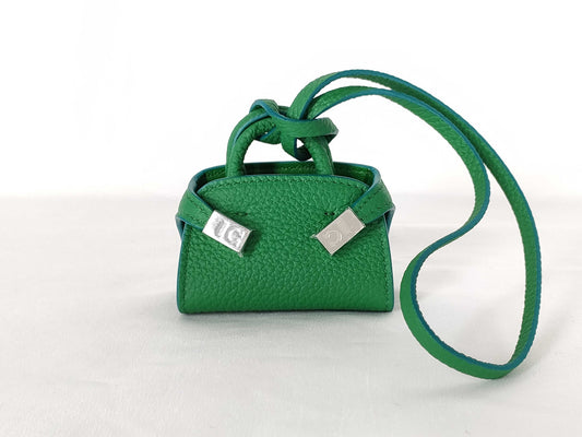 Salvatore Ferragamo Gancini Hug Motif Charm, Leather, Green