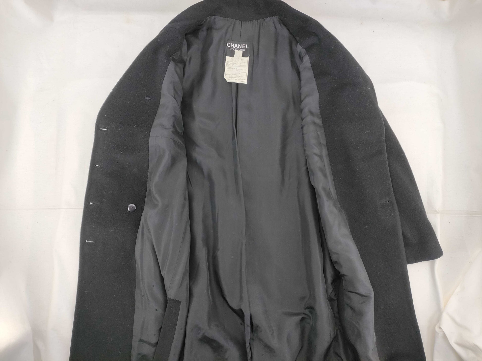 CHANEL Cashmere Coat with Gold Buttons, Size 40