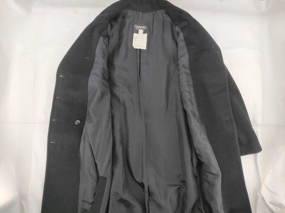 CHANEL Cashmere Coat with Gold Buttons, Size 40