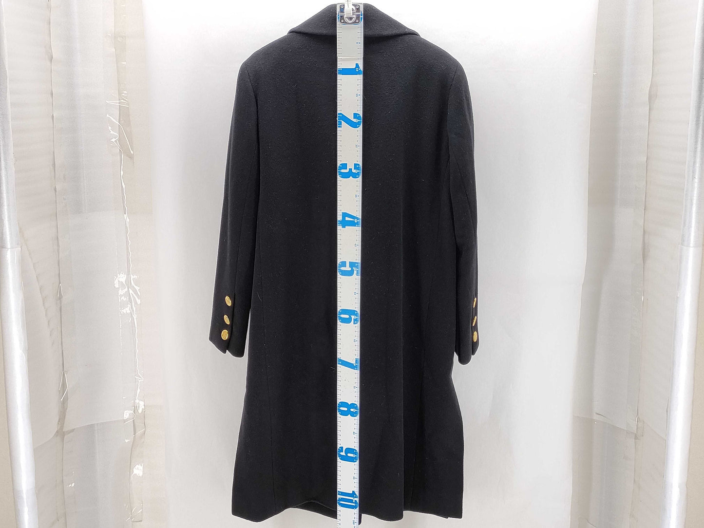 CHANEL Cashmere Coat with Gold Buttons, Size 40
