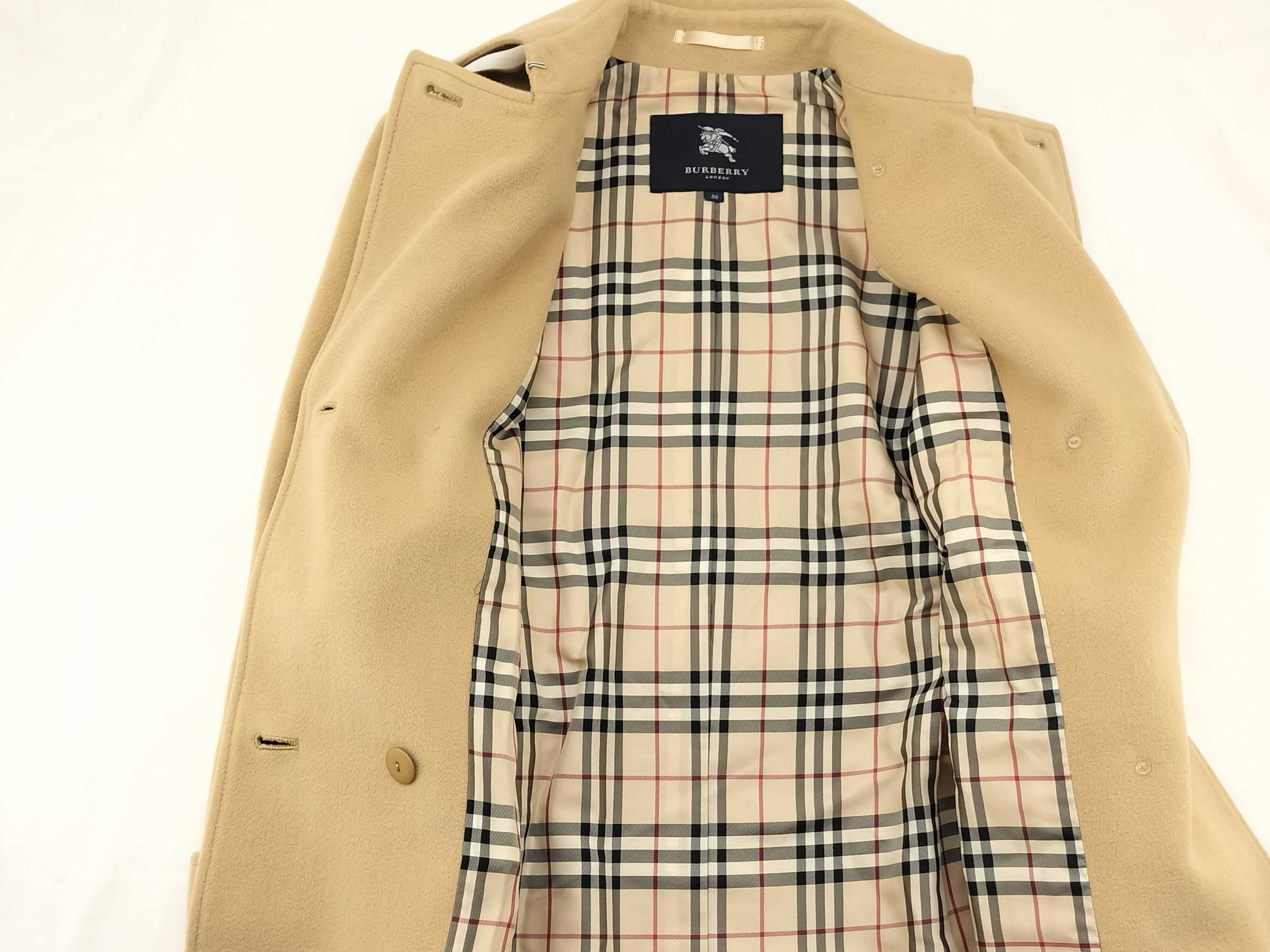BURBERRY Nova Check Lining Angora Trench Short Coat