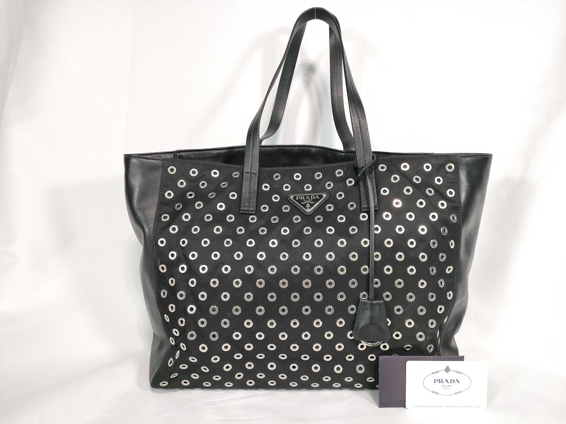 PRADA F.LLI PRADA Perforated Metal Tote Bag NERO Tote Bag