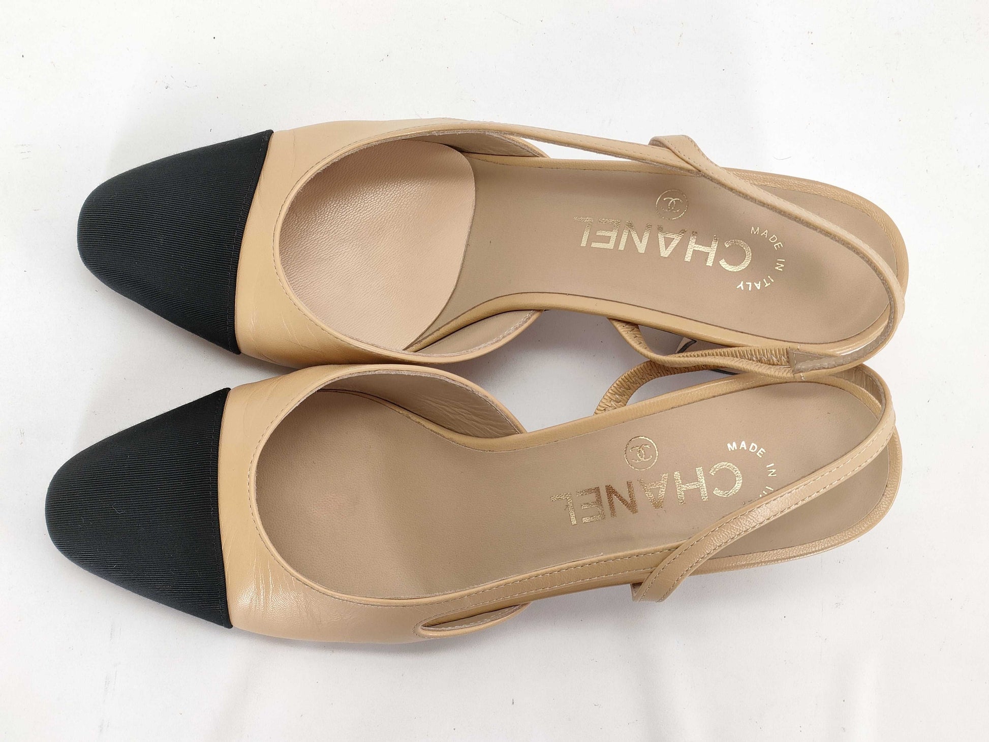 CHANEL Coco Mark Two-Tone Coco Sandals