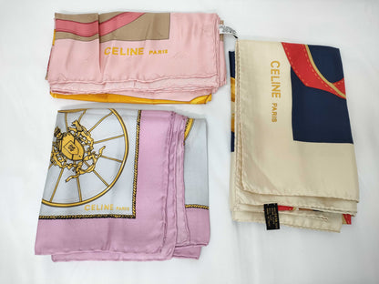 CELINE Horsebit and other pastel color scarves*3