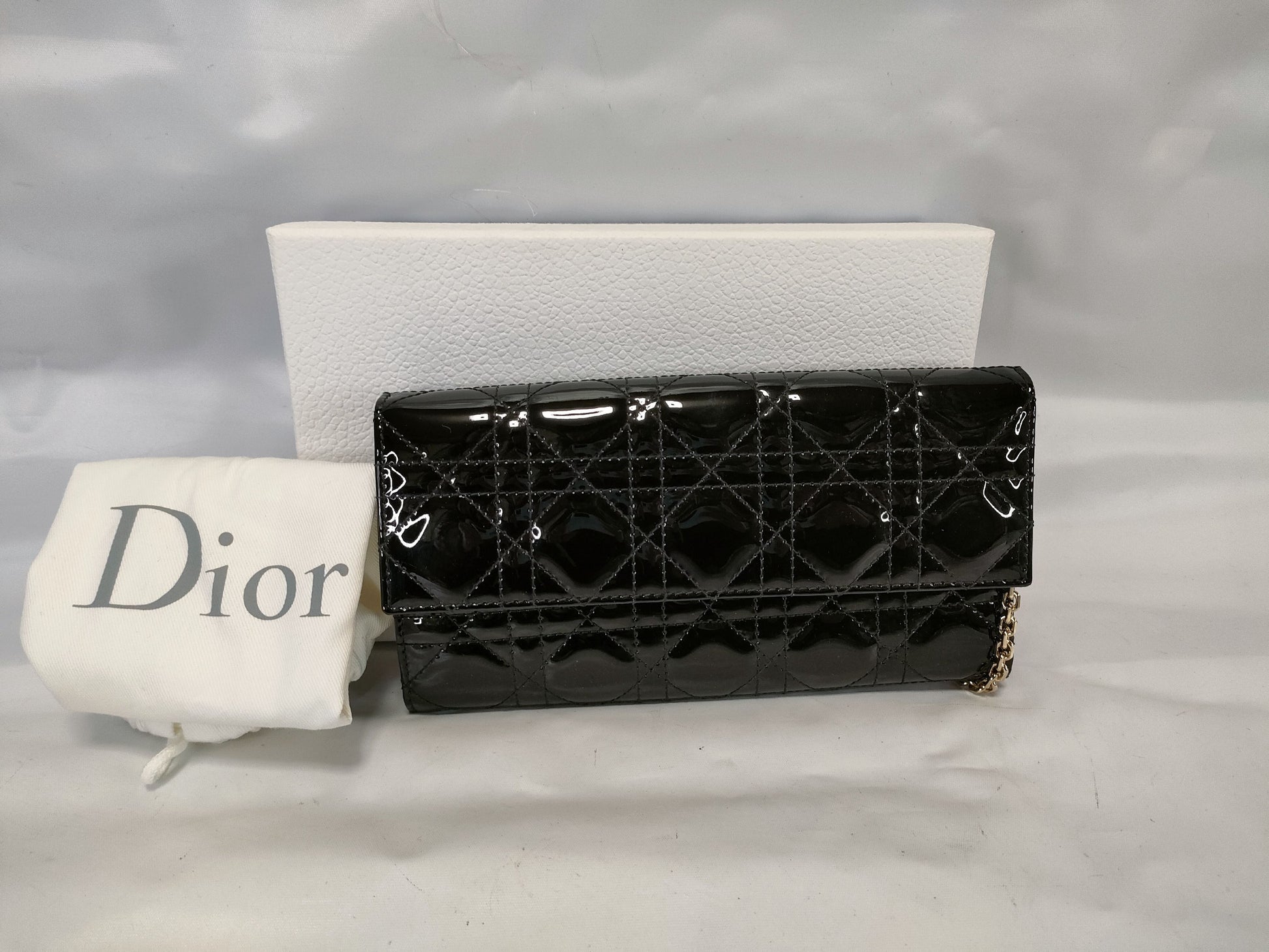 Dior Enamel Chain Shoulder Wallet Shoulder Bag