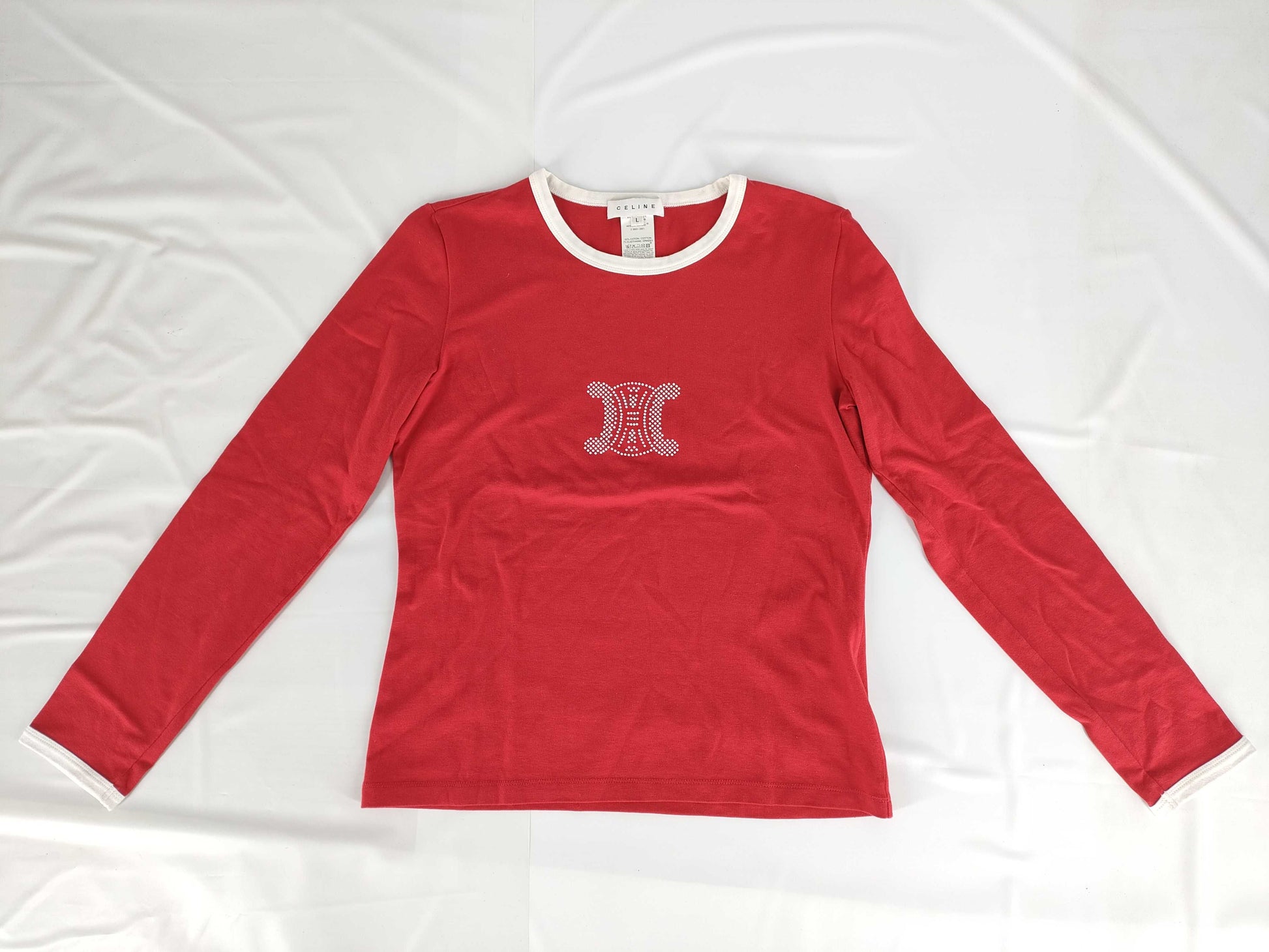 CELINE Triomphe Women's Long Sleeve Shirt, Size L