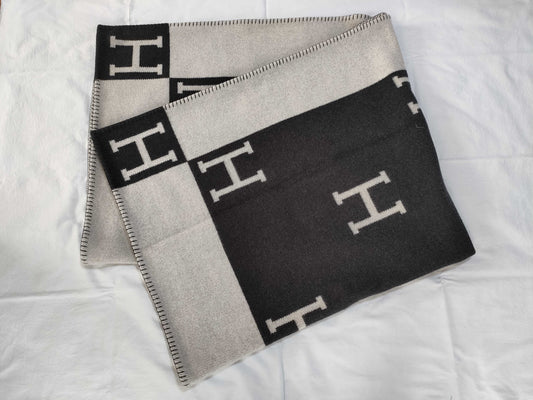 HERMES Avaro Plaid Wool x Cashmere Ecru x Griffonse Other Apparel