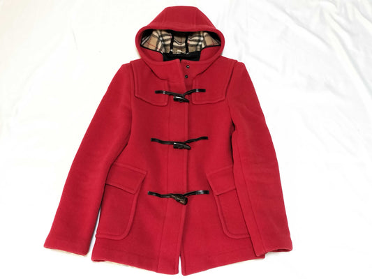 BURBERRY Duffle Coat, Red, Check Lining, Jacket
