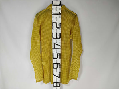ISSEY MIYAKE Pleated Pullover Gingham Check Yellow Top