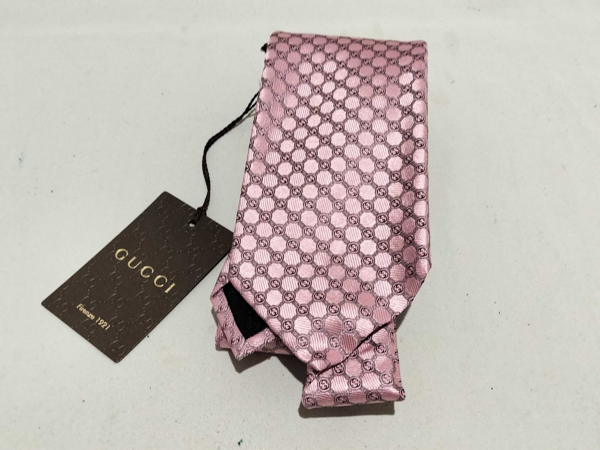 GUCCI GG Tie GG Pink Tie with Tag