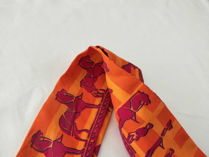 HERMES Twilly Orange Silk Scarf