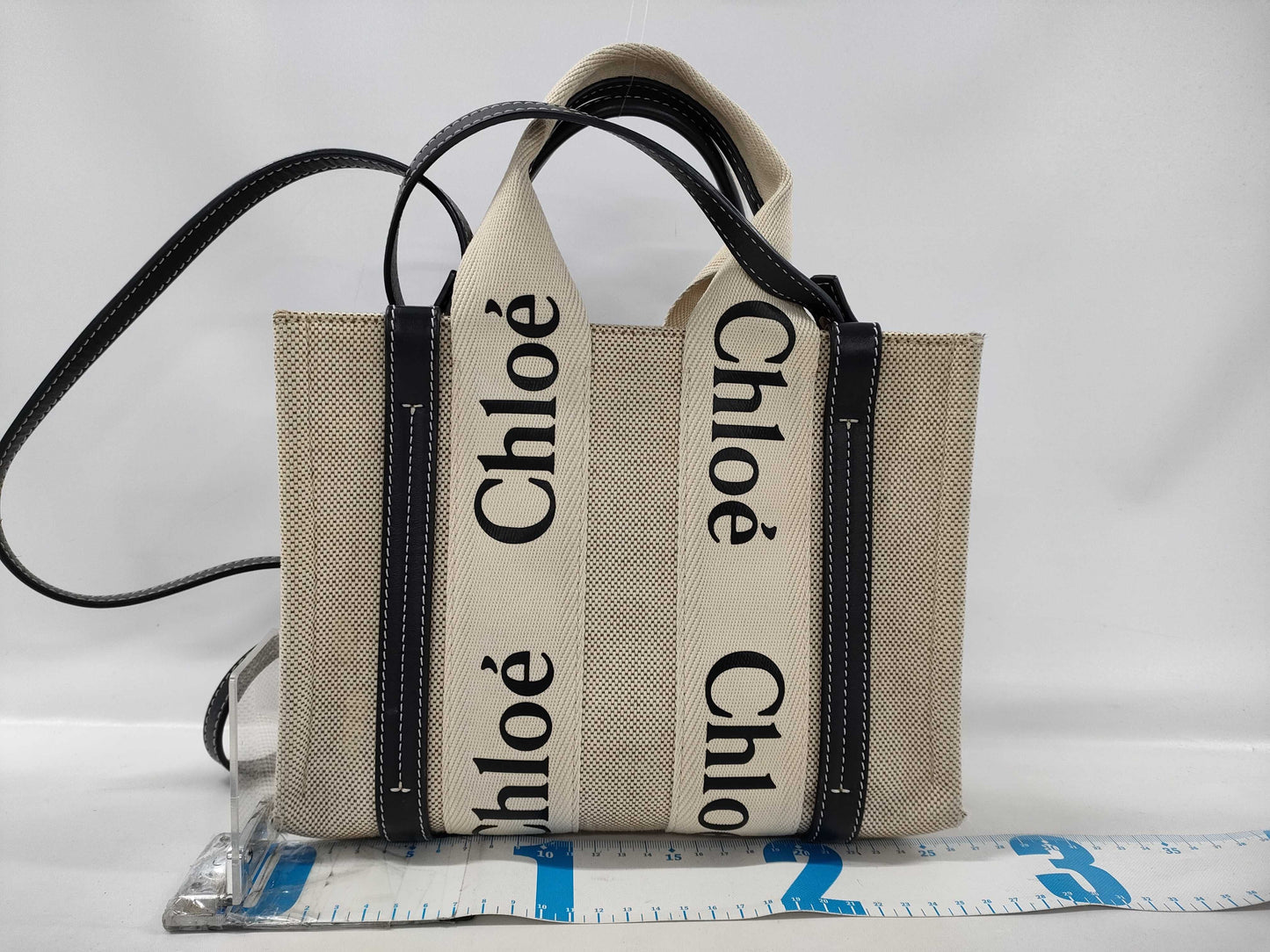 chloe Woody Small Canvas x Leather 2WAY Handbag