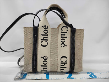 chloe Woody Small Canvas x Leather 2WAY Handbag