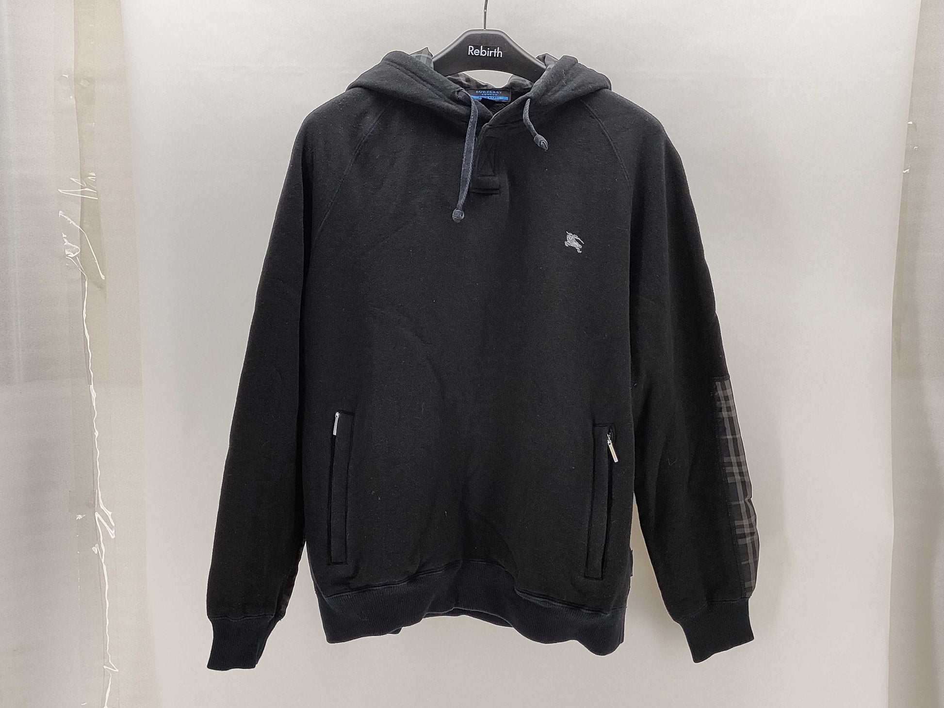 BURBERRY Blue Label Pullover Hoodie Check Pattern Top