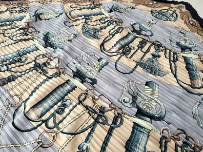 HERMES Carre Cliquetis Pleated Scarf