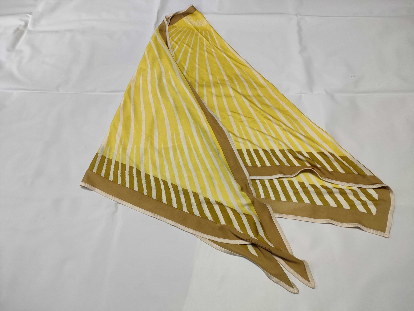 HERMES Carre Triangle Scarf Yellow Scarf