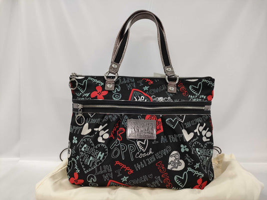 COACH 16052 Poppy Canvas x Leather Tote Bag