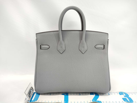 HERMES Birkin 25 Togo/Gray/SV Fittings/K-Engraved Handbag