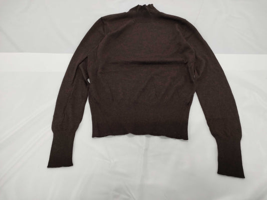 HERMES Turtleneck Long Sleeve Lightweight Brown Top