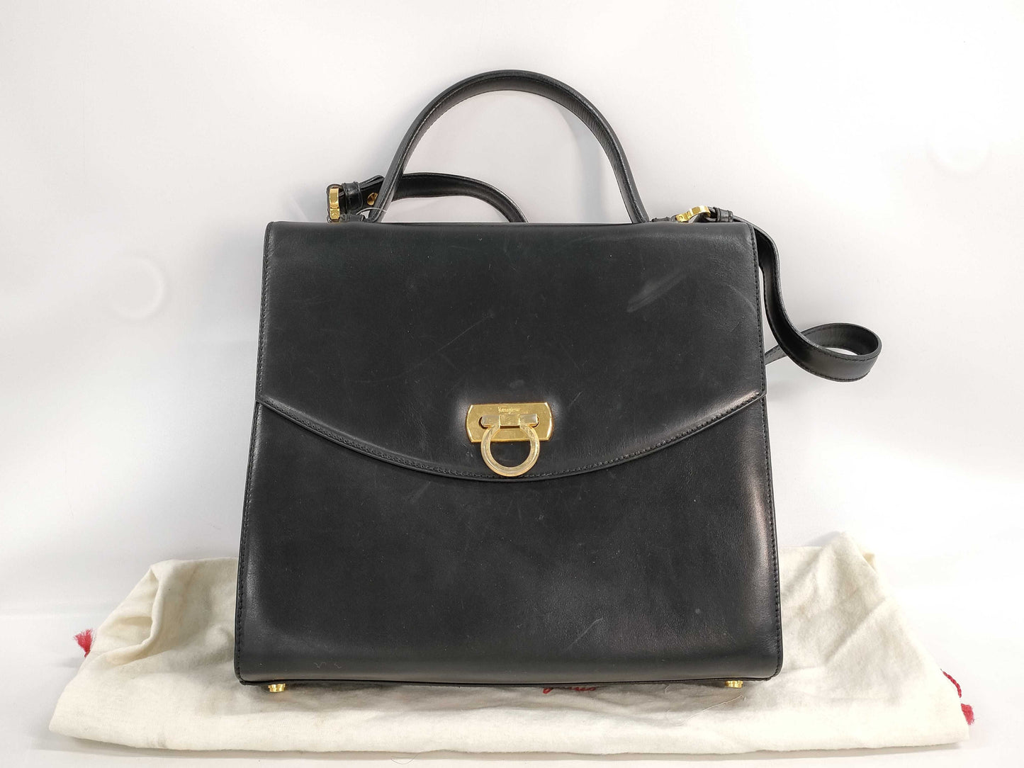 Salvatore Ferragamo Gancini Leather 2WAY Handbag