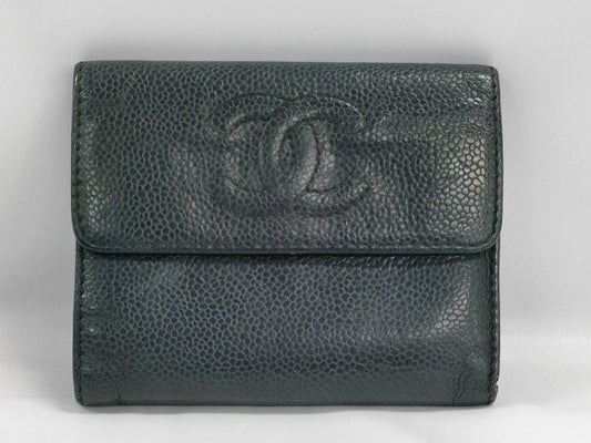 CHANEL Caviar Skin Folding Wallet Wallet