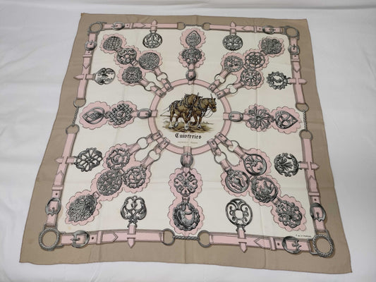 HERMES Silk Carre 90 Cuivreries Scarf