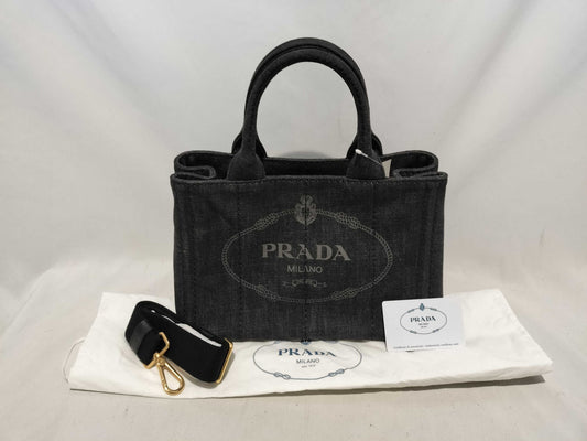 PRADA 1BG439 2WAY Handbag Dark Gray Handbag