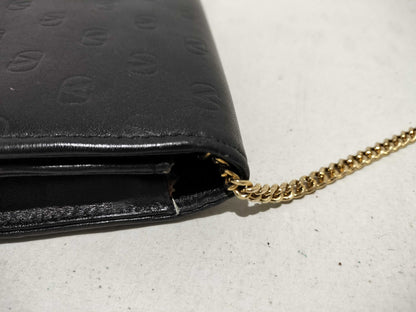 VALENTINO Leather Logo Push Lock Chain Shoulder Bag